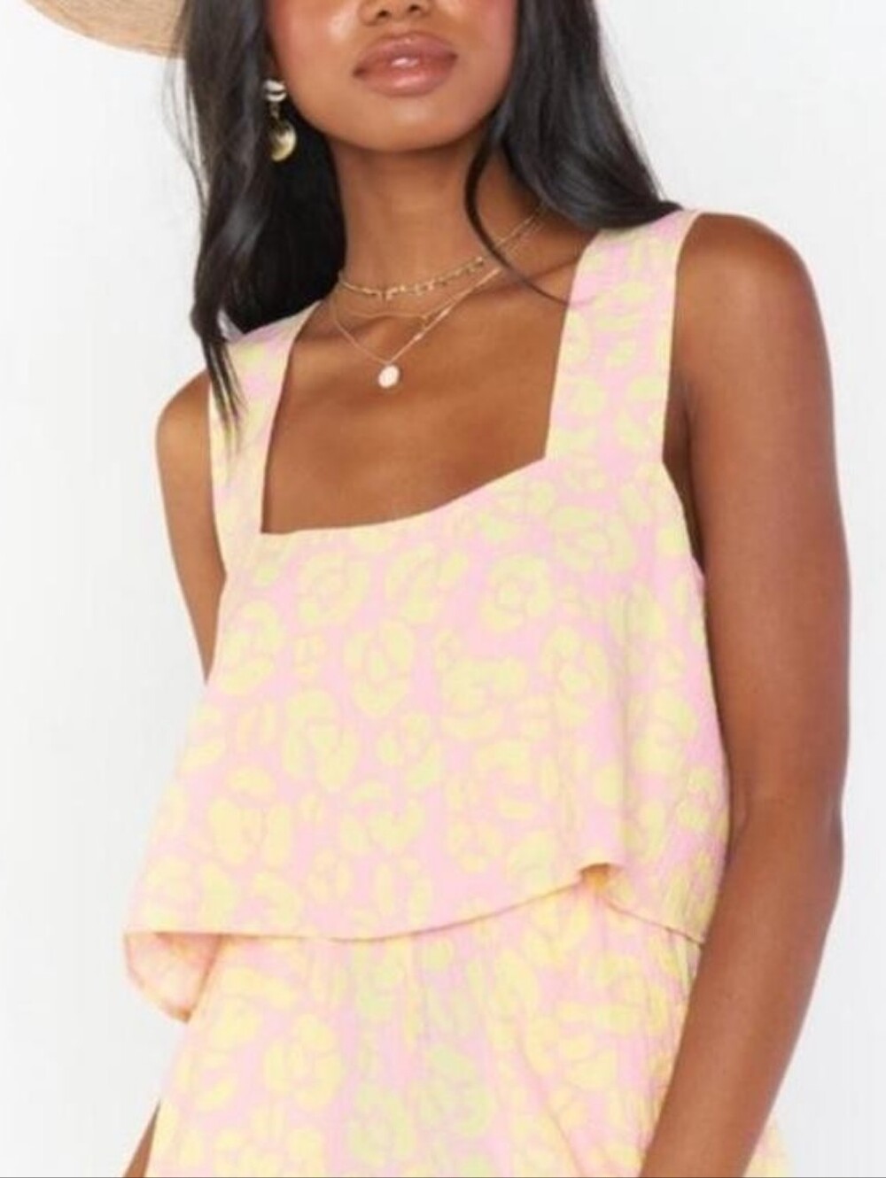 SHOW ME YOUR MUMU Pink Yellow Tara Printed Crop Top